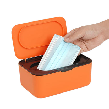 Wipes Dispenser Wipes Tissue Storage Case With Lid Refillable Wipe Holder-Orange
