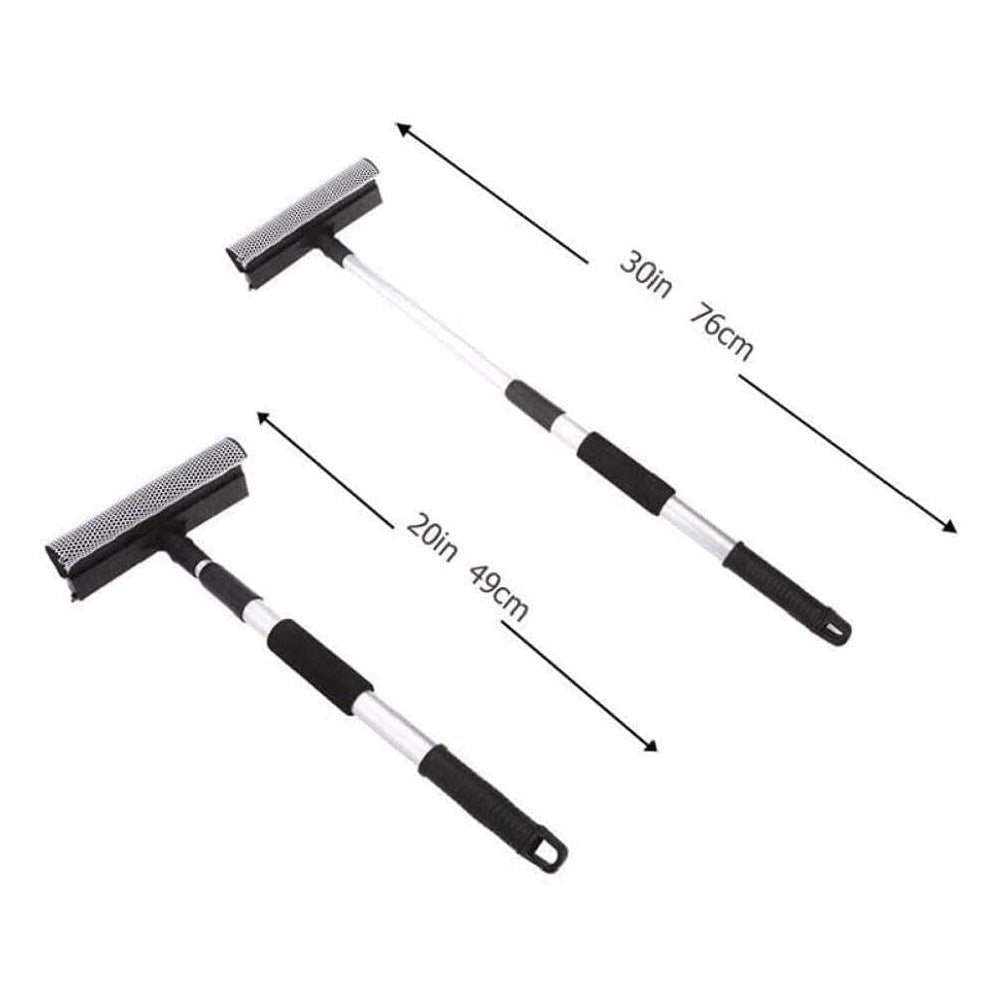 Telescopic Rubber Squeegee Double-Sided Scrubber Sponge Glass Window Car Windscreen Cleaner