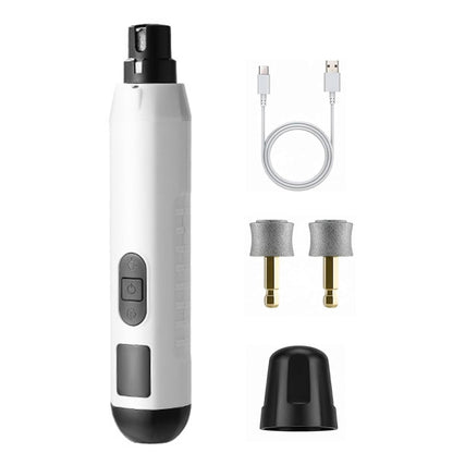 Electric Pet Nail Grinder for Dogs Cats with 5 Speeds LED Light -White