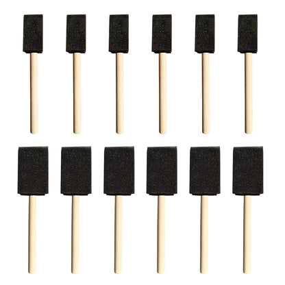 12 Pcs Foam Paint Brushes with Engineered Wood Handles for Furniture Crafts