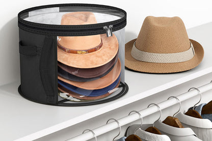 2Pcs Oversized Hat Storage Bag Wide Brims Hat Case for Women Closet-Black