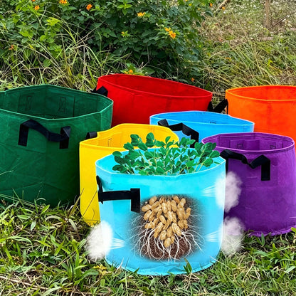 7 Piece Mixed Color Felt Grow Bags