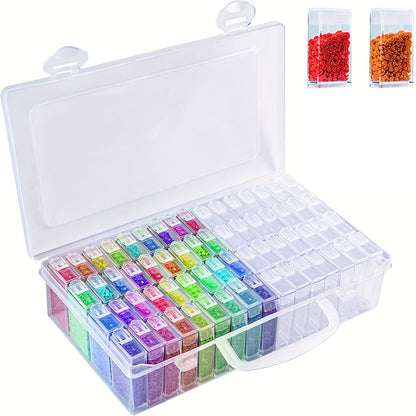64-Compartment Storage Organizer Box for Diamond Painting Beads & Accessories