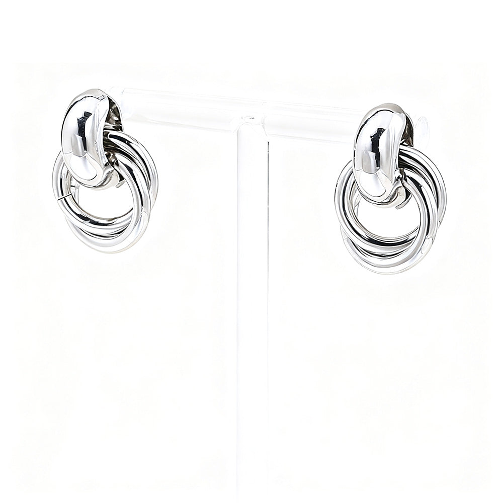 2 Pairs Women’s Geometric Dangle Drop Earrings with Large Knot Design