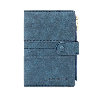 RFID Blocking Travel Wallet Passport Card Holder for Women Men Blue