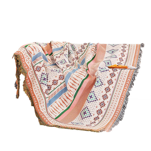 Aztec Style Throw Blanket Bohemian Sofa Blanket Cover for Couch Chair Bed Home Outdoor Beach Travel Style 2