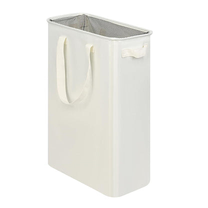 Slim Collapsible Laundry Basket with Handles for Small Spaces Beige