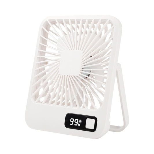 5 Speed Desktop Fan USB Rechargeable 180 Degree Foldable Digital Display Fan White