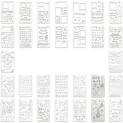 30 Piece A6 PET Reusable Drawing Journal Painting Craft Stencils