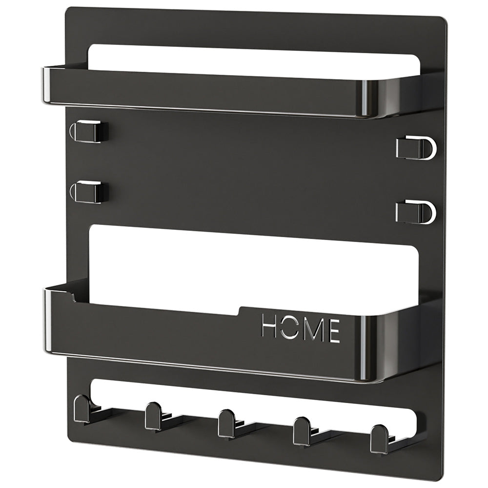 Bedside Shelf Accessories Organizer Wall Mount Self Stick On Cool Stuff for Bedroom Storage and Organization-Black