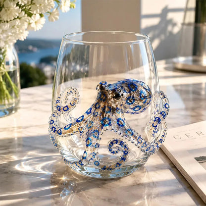 Handcrafted Marine Animal Glass Cup for Bar Home-Octopus