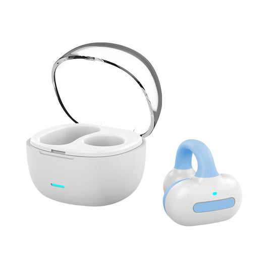 MG8 Wireless Bluetooth 5.2 Single Earphone Ear-clip Headphones TWS Sports Earbuds with Charging Case Blue