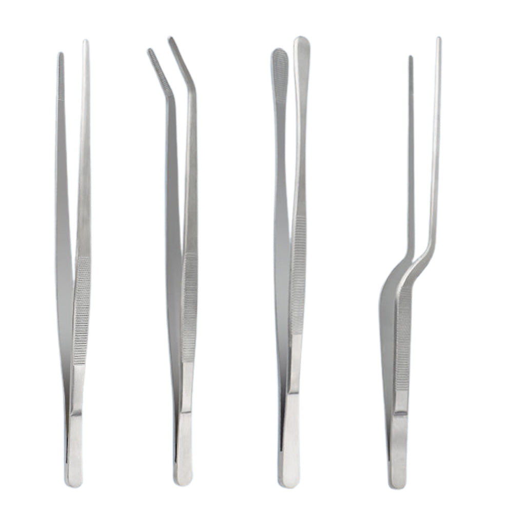 4Pcs BBQ Cooking Tweezer Tongs Stainless Steel Kitchen Tweezer Set