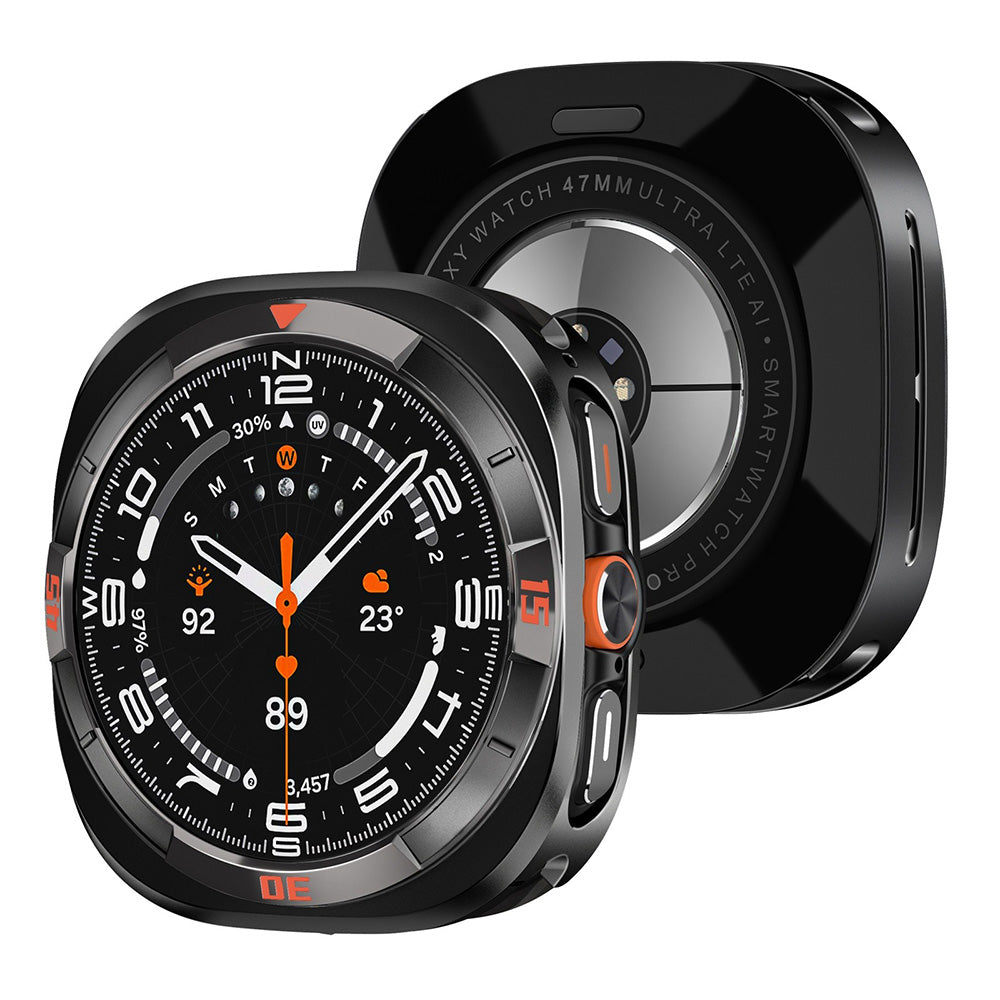 Full Cover Case and Glass Protector for Samsung Galaxy Watch Ultra 47mm - Black