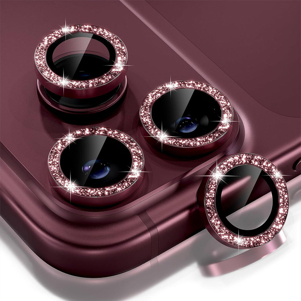 Glitter Camera Lens Protector for iPhone 18 Pro Alumina Glass Lens Cover Red