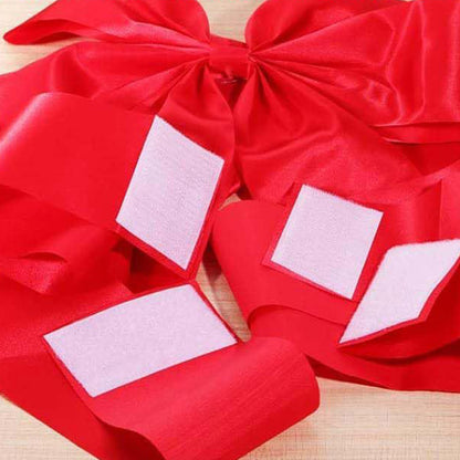 Red Velvet Style Christmas Door Bow with Polyester Straps