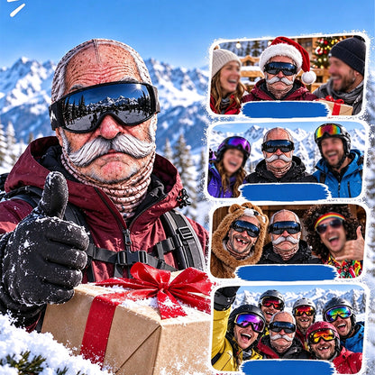 Funny Fleece Fake Face Ski Mask Old Man Riding Full Cover Balaclava