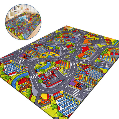 Kids Play Mat City Road Playmat Track Racing Traffic Floor Play Mat Style 1