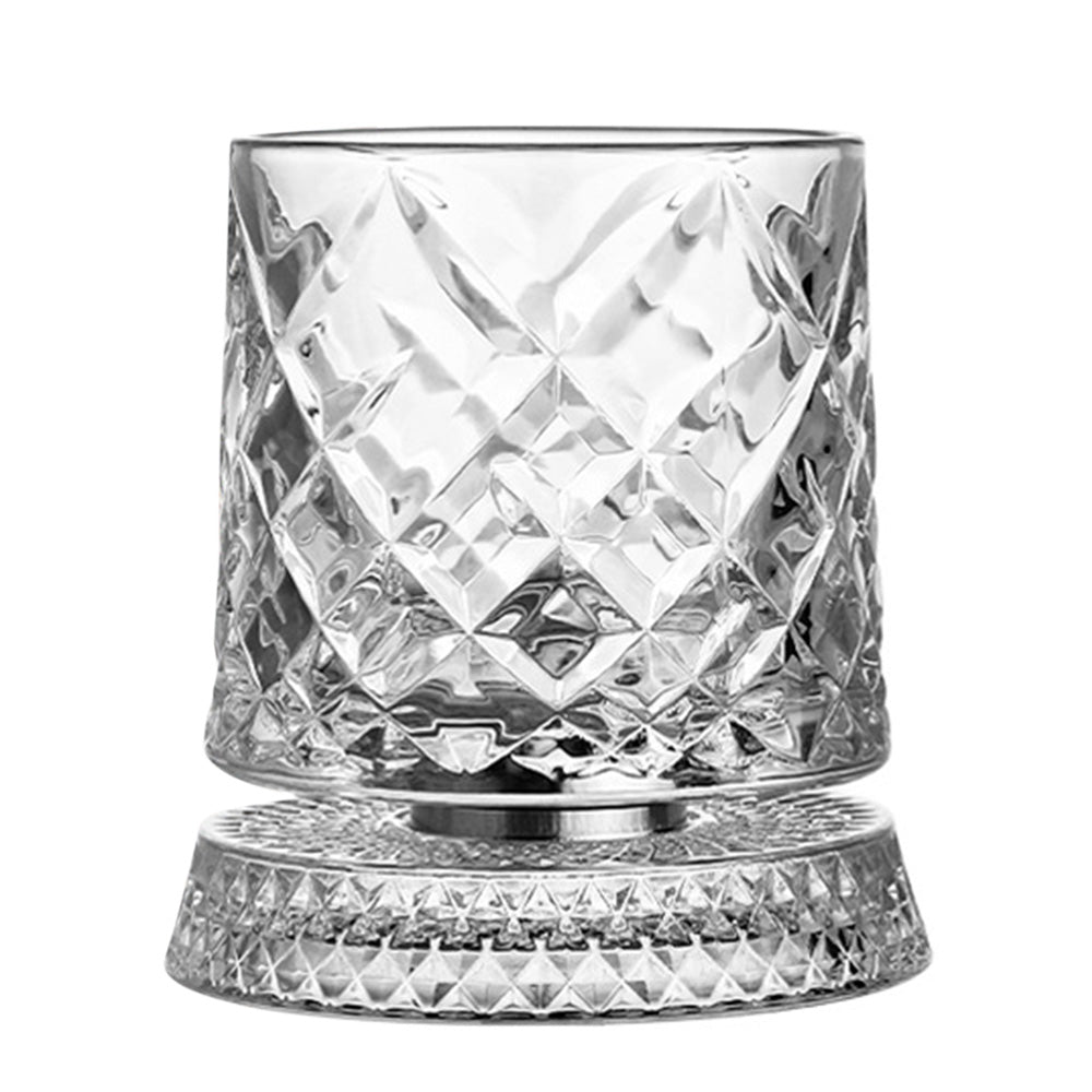 270ml Rotating Whiskey Glass Transparent Glass-Gemstone Style