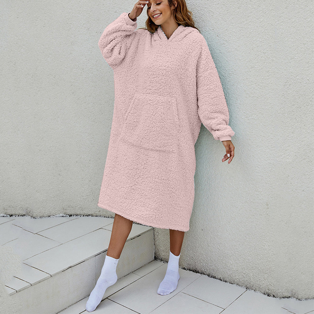 Reversible Wearable Blanket Plush Warm Cozy Blanket One Size Fits All Pink