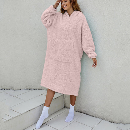 Reversible Wearable Blanket Plush Warm Cozy Blanket One Size Fits All Pink