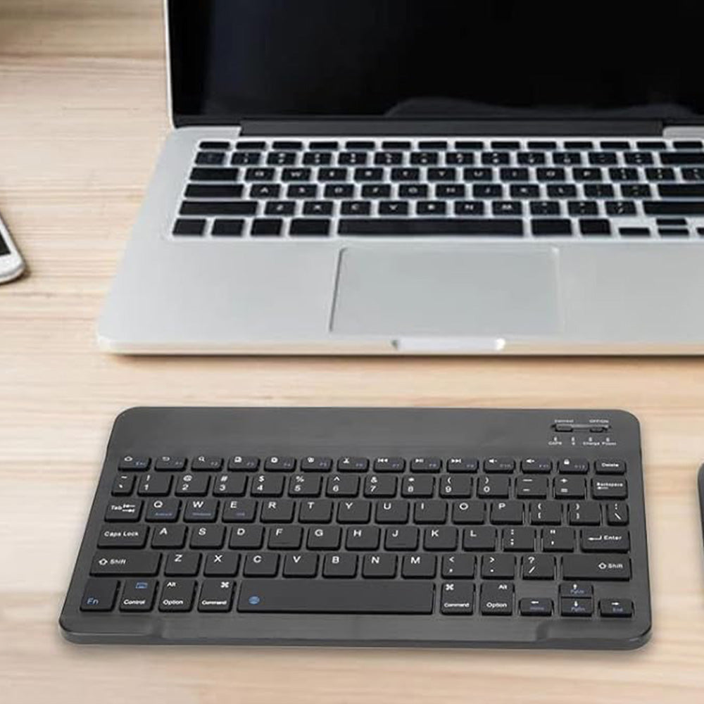 10-inch Ultra-Slim Bluetooth Keyboard Portable Mini Wireless Keyboard Rechargeable for iOS Android Windows Tablet Smartphone Black