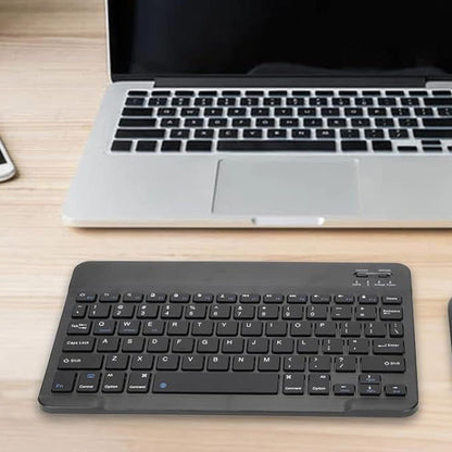 10-inch Ultra-Slim Bluetooth Keyboard Portable Mini Wireless Keyboard Rechargeable for iOS Android Windows Tablet Smartphone Black
