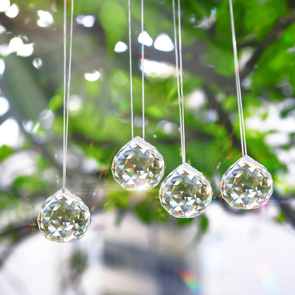 10Pcs Set Glass Ball Prism Pendants Chandelier Hanging Sun Catchers Home Room Decor