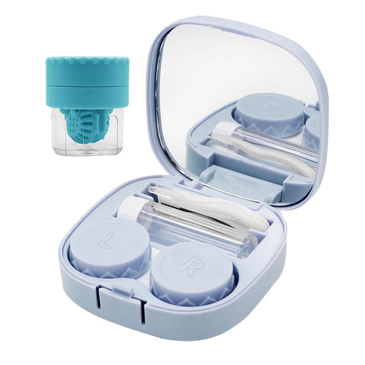 Contact Lens Case and Washer Set Travel Size Contact Lenses Cleaning Storage Tool Kit Blue