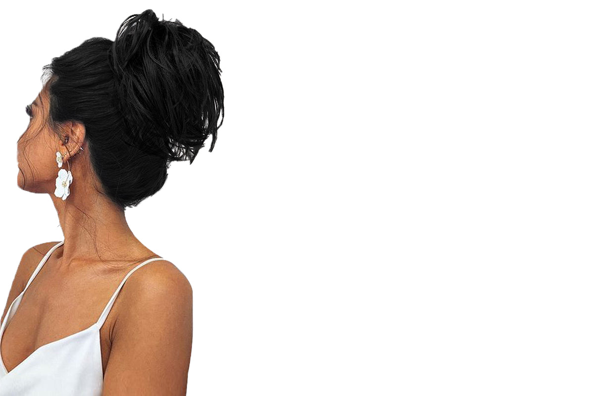 20CM High-Temperature Fiber Natural Messy Bun Scrunchy Thick Messy Bun Hair Piece-Jet Black