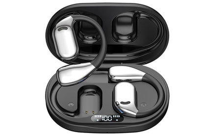 Bluetooth 5.4 Headphones TWS HiFi Stereo Earbuds Over Ear Ear Buds IP6 Waterproof Wireless Earphones LED Display Headset for Gym-Black