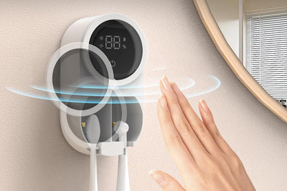 Wall Mounted Toothbrush Holder and Cleaner with Smart Light Cleaning and Fan Drying