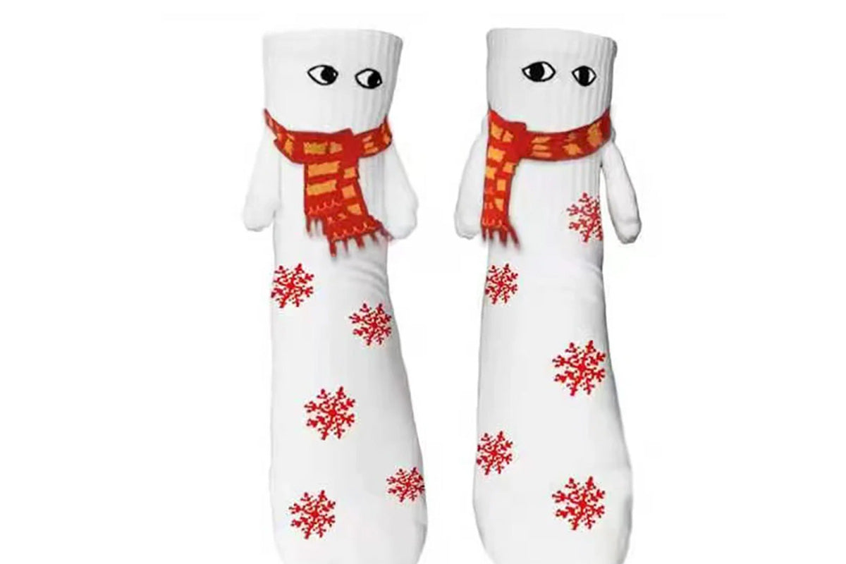 Magnetic Holding Hands Socks Novelty Funny Women Men Couple Socks For Christmas Gifts-White
