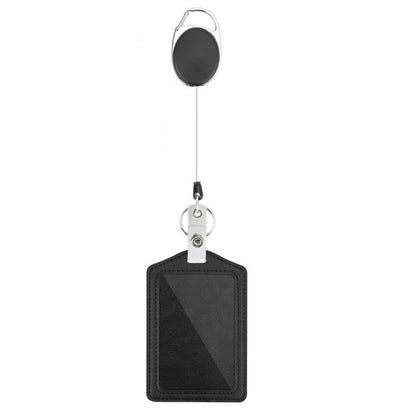 2Pcs PU ID Card Holder with Retractable Badge Reel