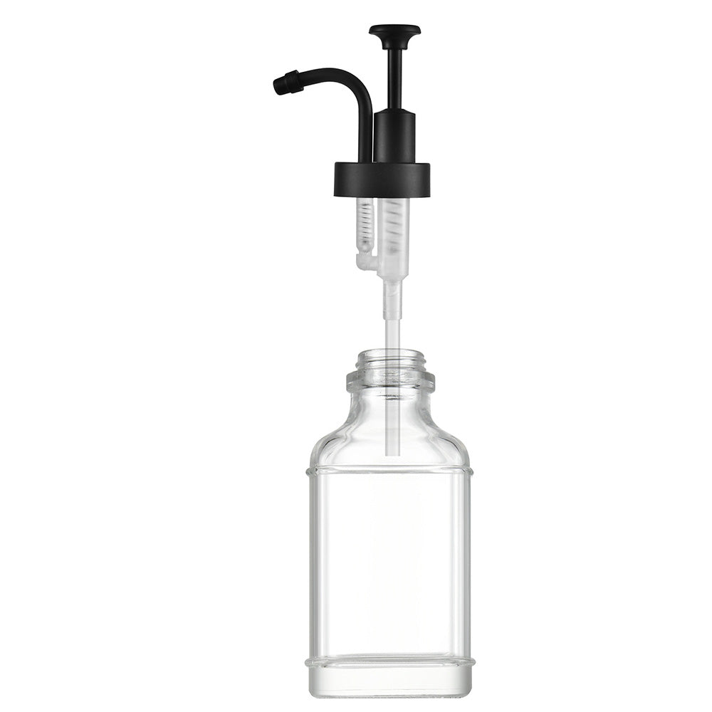 2 Pack 500ml Square Glass Syrup Soap Dispenser Bottles with Funnel - Black