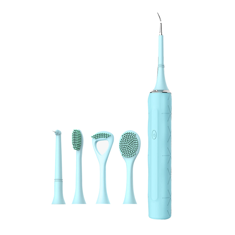 4-in-1 Electric Teeth Whitening Brush Calculus Remover Oral Care Tool Set Toothbrush -Blue