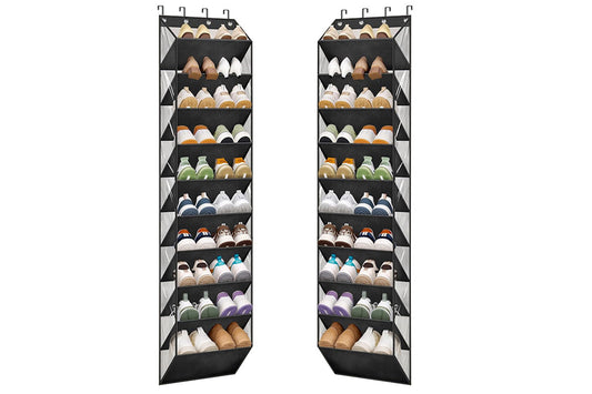 2pcs Fit 20 Pairs Over the Door Shoe Organizer for Closet with Large Deep Pockets 10 Tier Shoe Holder Hanging Boots Storage