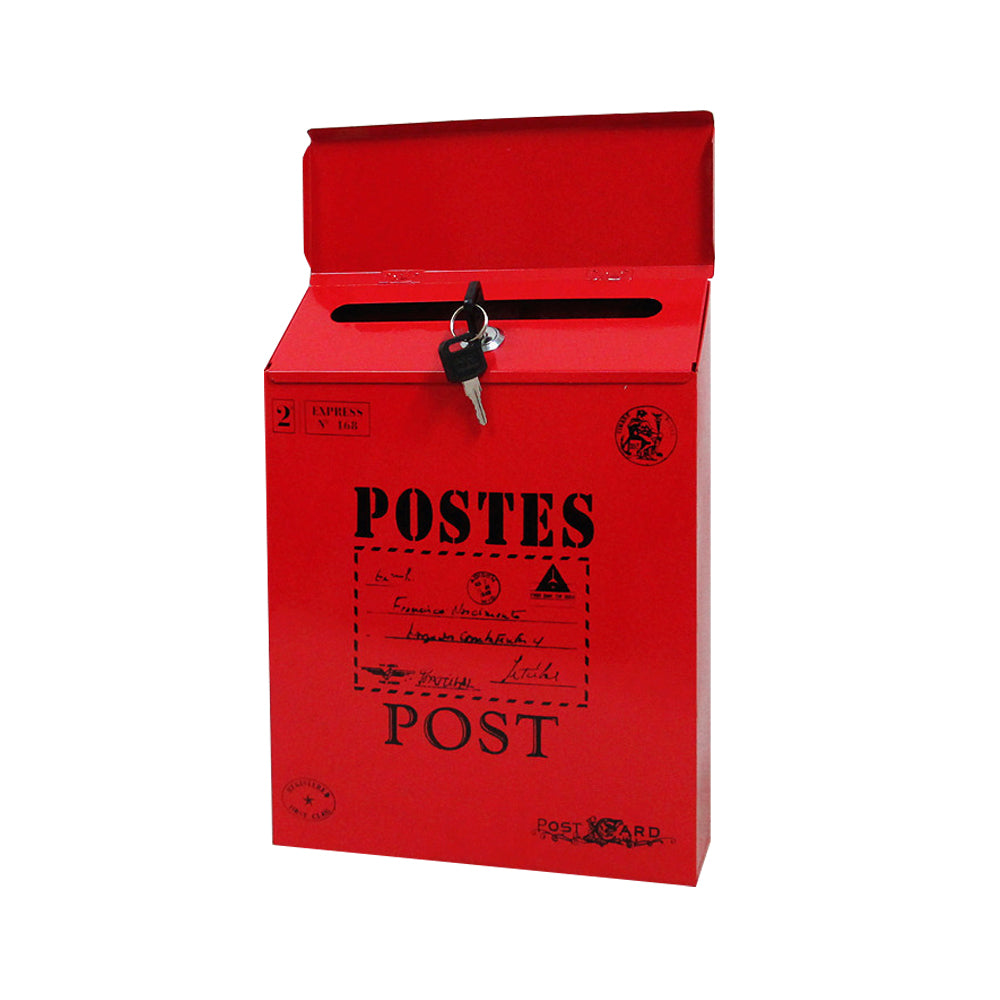 Locking Metal Mailbox Wall Mounted Key Lock Post Box Letter Box Red