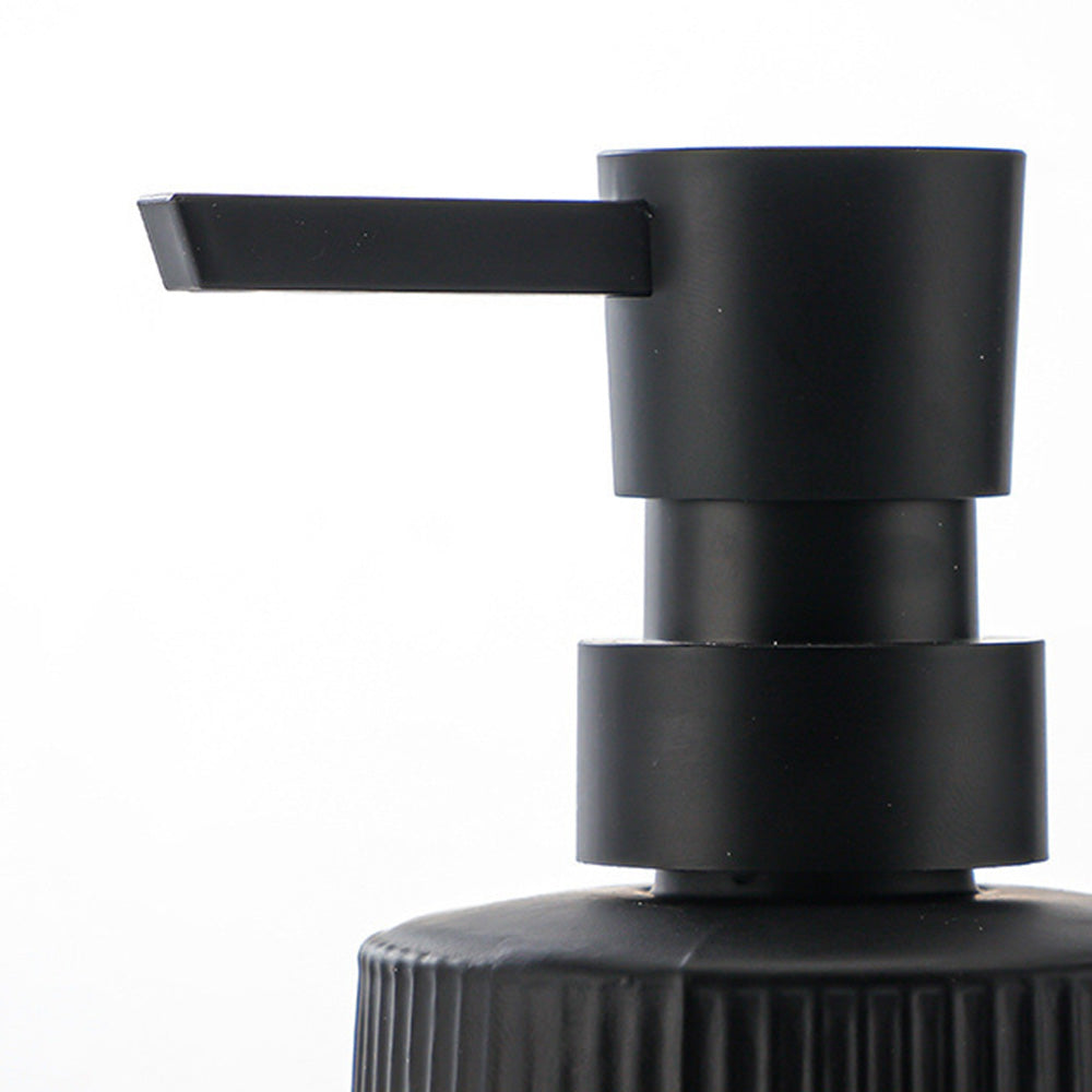 2 Ribbed Glass Soap Dispenser Bottles 350ml for Bathroom Kitchen - Black