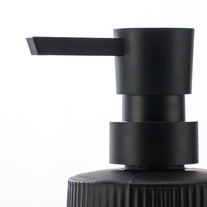 2 Ribbed Glass Soap Dispenser Bottles 350ml for Bathroom Kitchen - Black