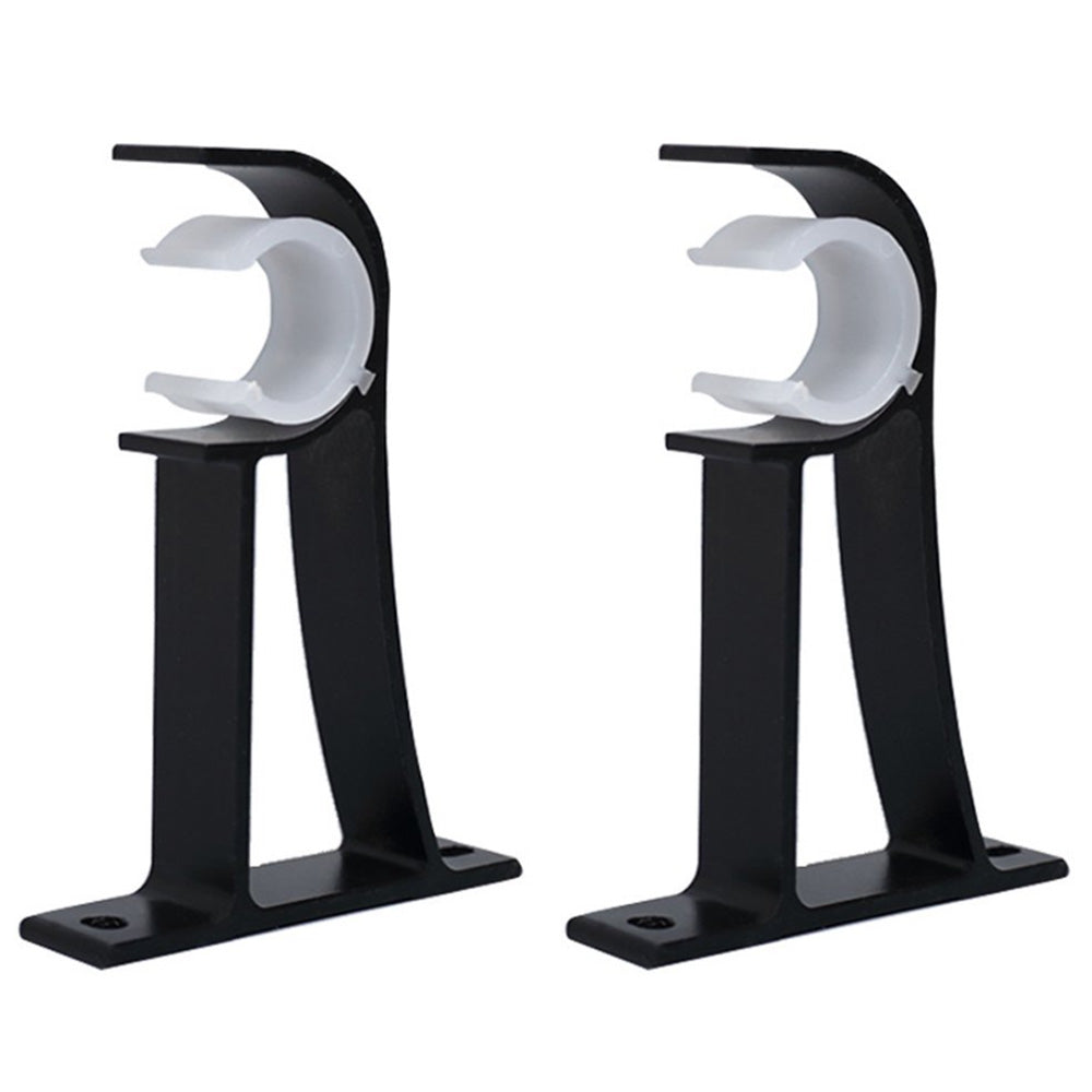 2 Piece Metal Support Curtain Rod Pole - Black