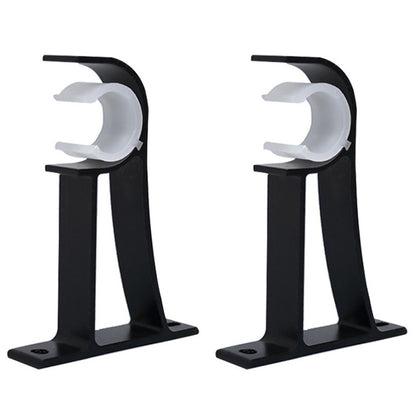 2 Piece Metal Support Curtain Rod Pole - Black