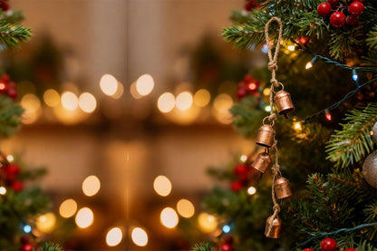 Rustic Golden Christmas Bell Ornaments Farmhouse Christmas Tree Decor