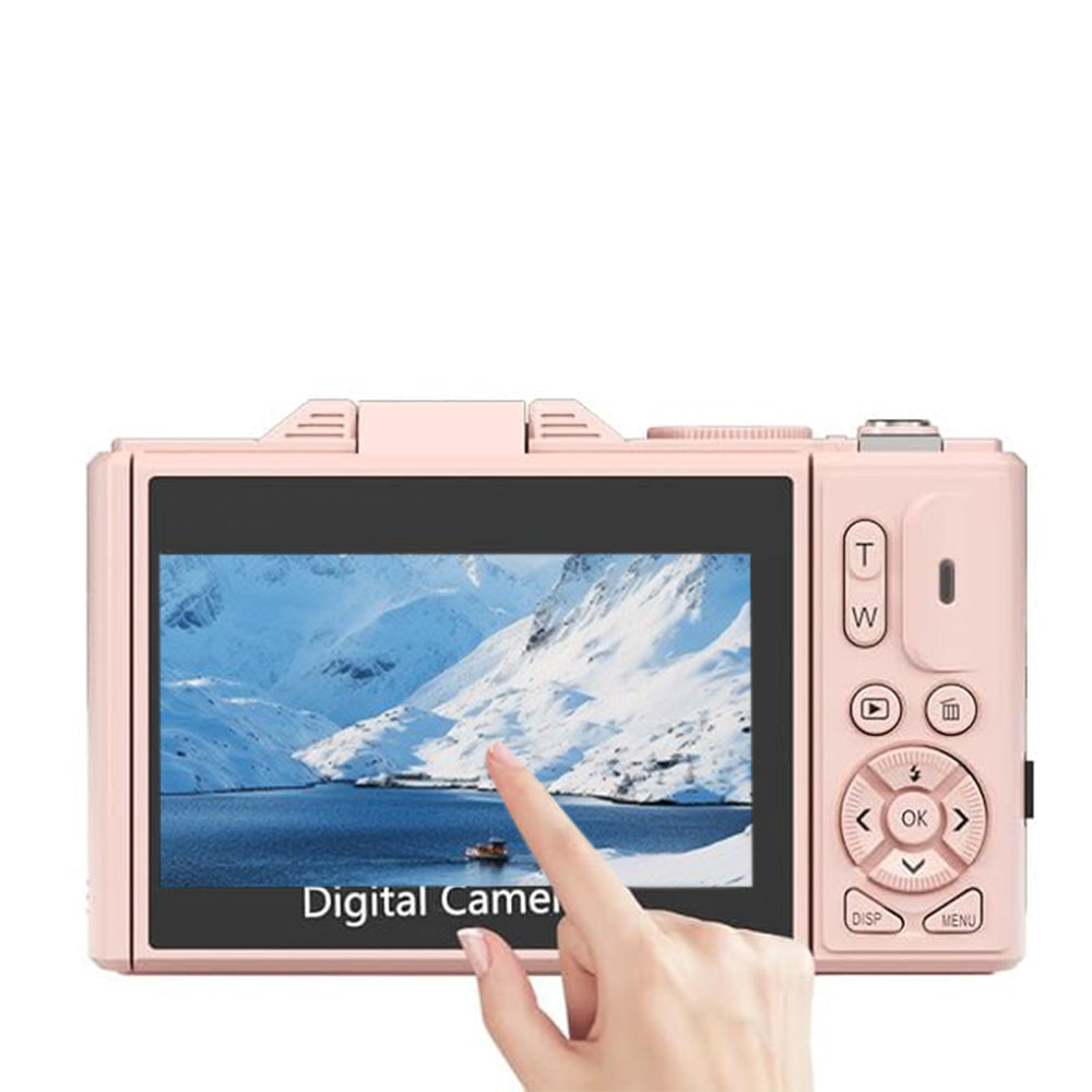 5K Digital Camera with 180-degree Flip Screen Autofoucs Vlogging Camera for YouTube -Pink