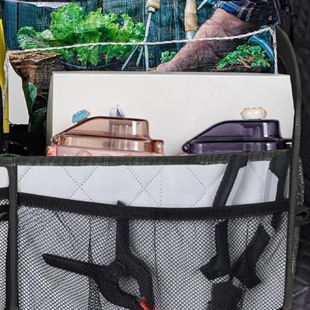 55L Foldable Car Trunk Organzier 6-Pocket Storage Box for Home Car Office White