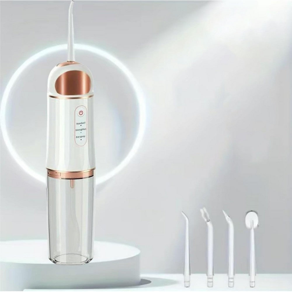 Electric Water Flosser for teeth with 4 Jet Tips Portable Floss Irrigation Cleaner-White