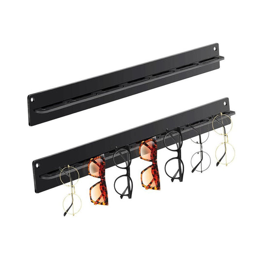 Set of 2 Pcs Eyeglasses Storage Rack Punch-free Wall Mounted Acrylic Sunglasses Holder Display Stand Black
