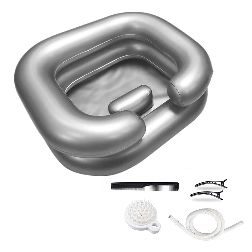 Inflatable Shampoo Basin Portable Hair Washing Tub for Haircut Dye Hair Wash Gray