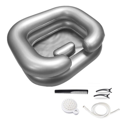 Inflatable Shampoo Basin Portable Hair Washing Tub for Haircut Dye Hair Wash Gray