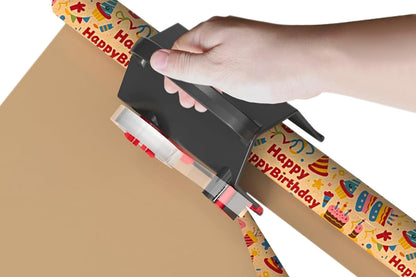 2-Pack Wrapping Paper Cutter and Tape Dispenser Dual-Use for Holiday Gift Wrap